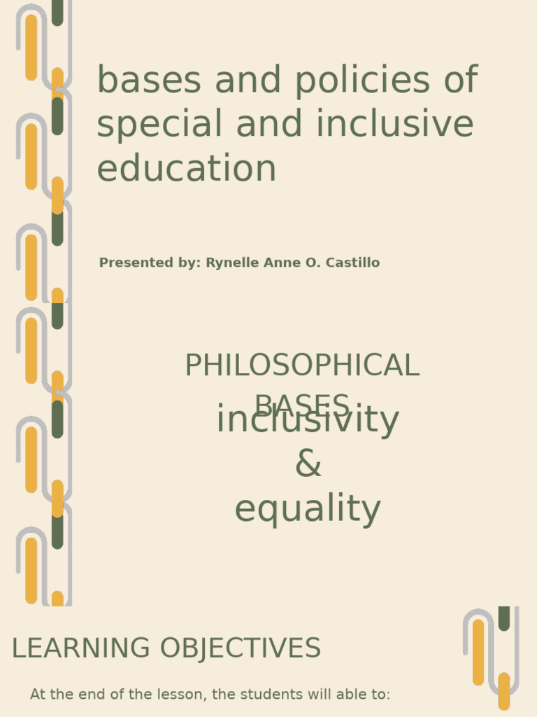 Philosophical Bases of Inclusive Education | PDF | Inclusion (Education ...