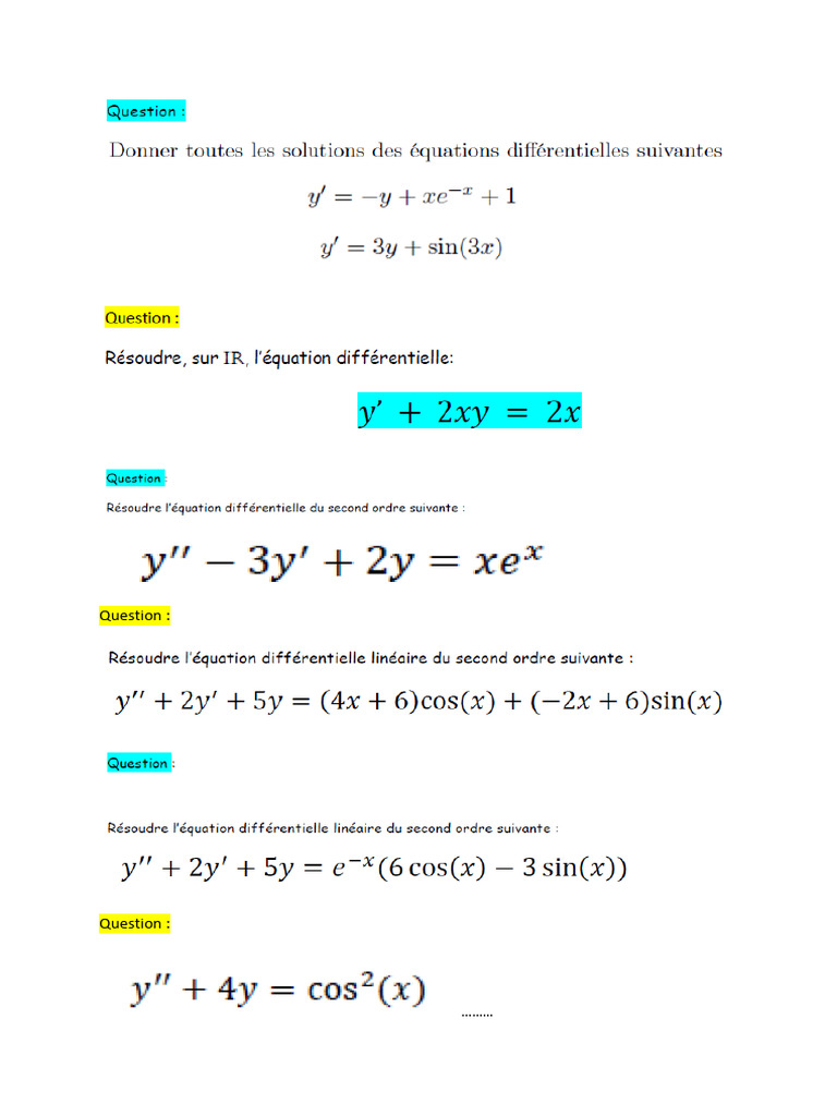 Ex Eq Differentielles | PDF