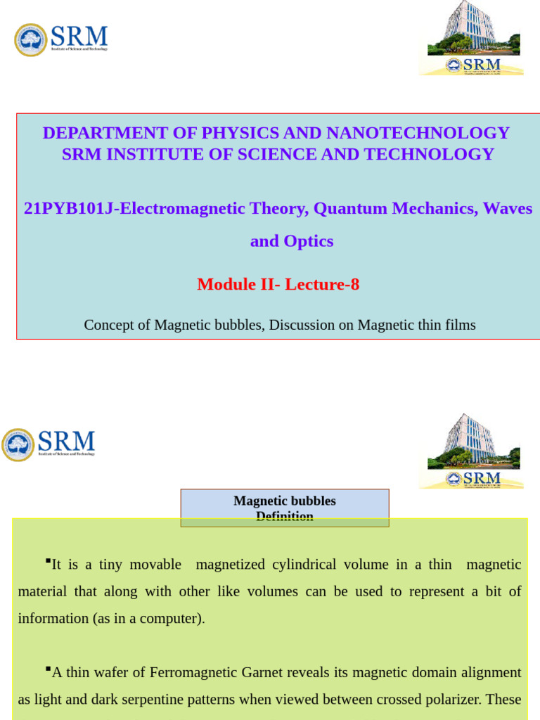 Magnetic Bubble Memory Overview | PDF | Thin Film | Magnetism