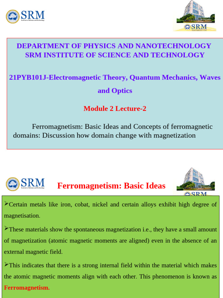 Lecture 2 - Ferromagnetism | PDF | Ferromagnetism | Magnetism