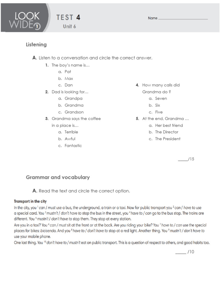 Test 4 Look Wide 1 | PDF | Linguistics | Human Communication