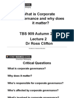 2011 Autumn TBS 909 What is Corporate Governance and Why Does It Matter