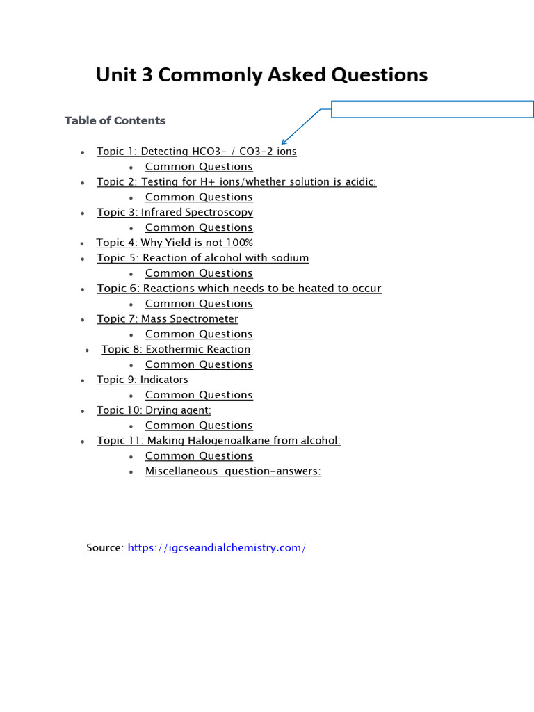 Unit 3 Commonly Asked Questions | PDF | Acid | Sulfuric Acid