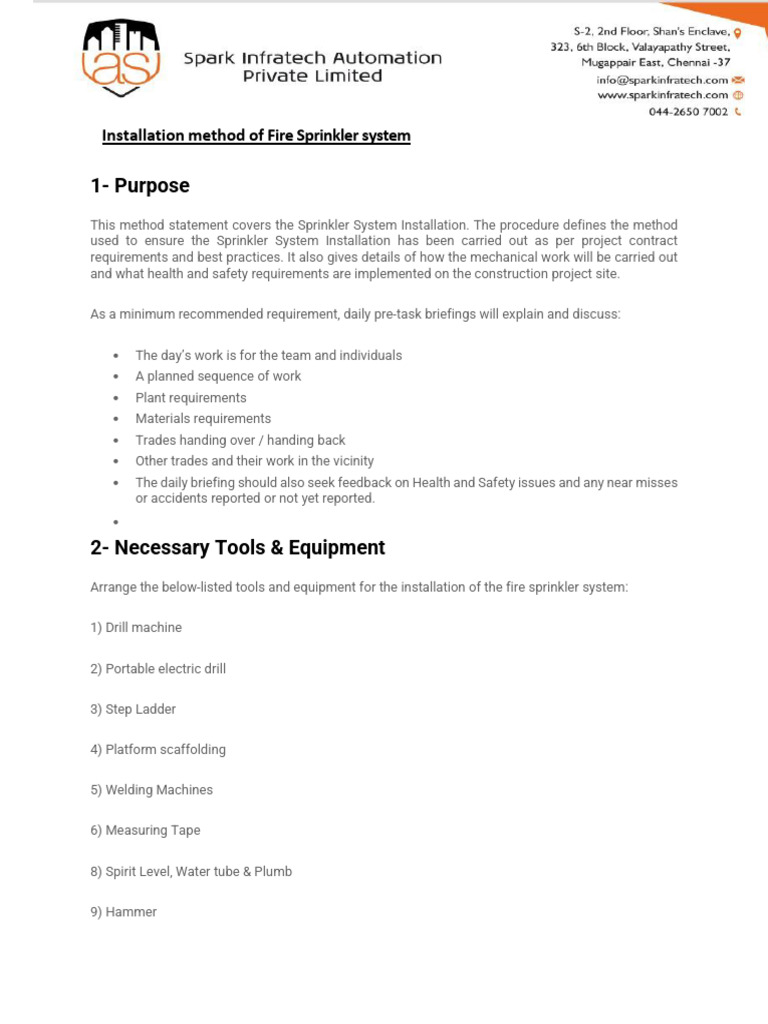 Fire Sprinkler System Installation Guide | PDF | Pipe (Fluid Conveyance ...