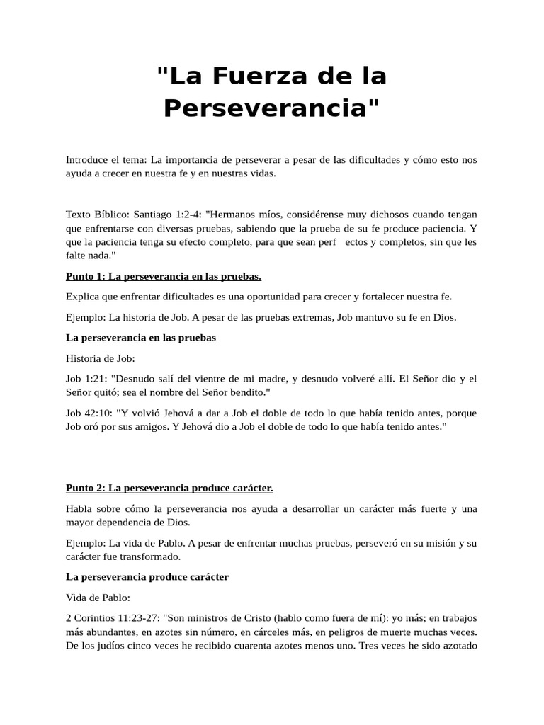 La Fuerza de La Perseverancia | PDF | Dios