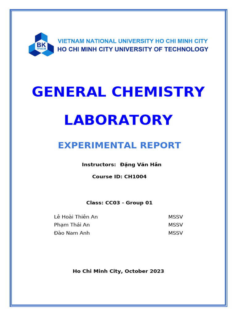General Chemistry Laboratory: Experimental Report | PDF