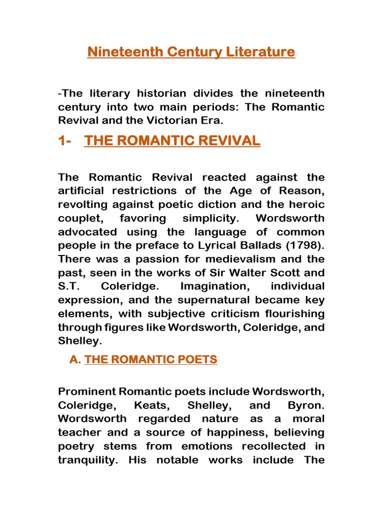 Nineteenth Century Literature | PDF | Romanticism | William Wordsworth