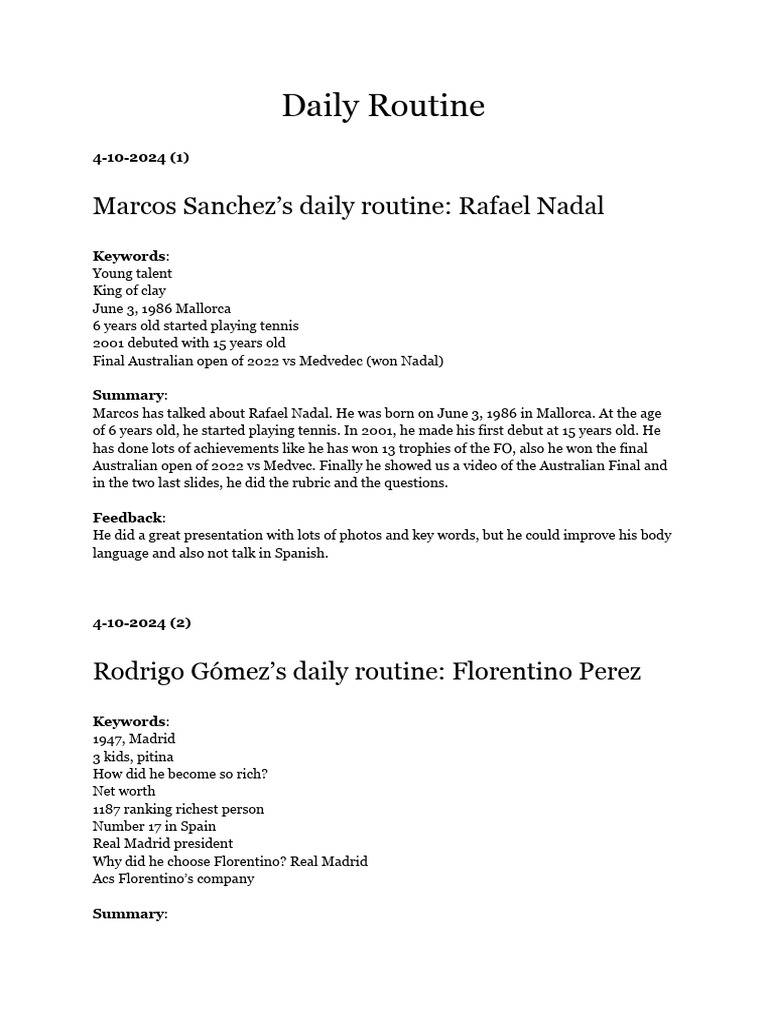Daily Routines of Notable Figures | PDF | Lionel Messi | Elon Musk