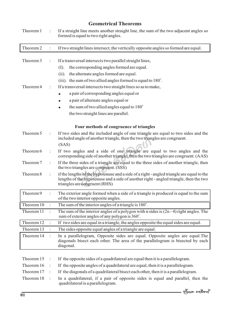 Geometrical Theorems and Properties | PDF | Triangle | Circle