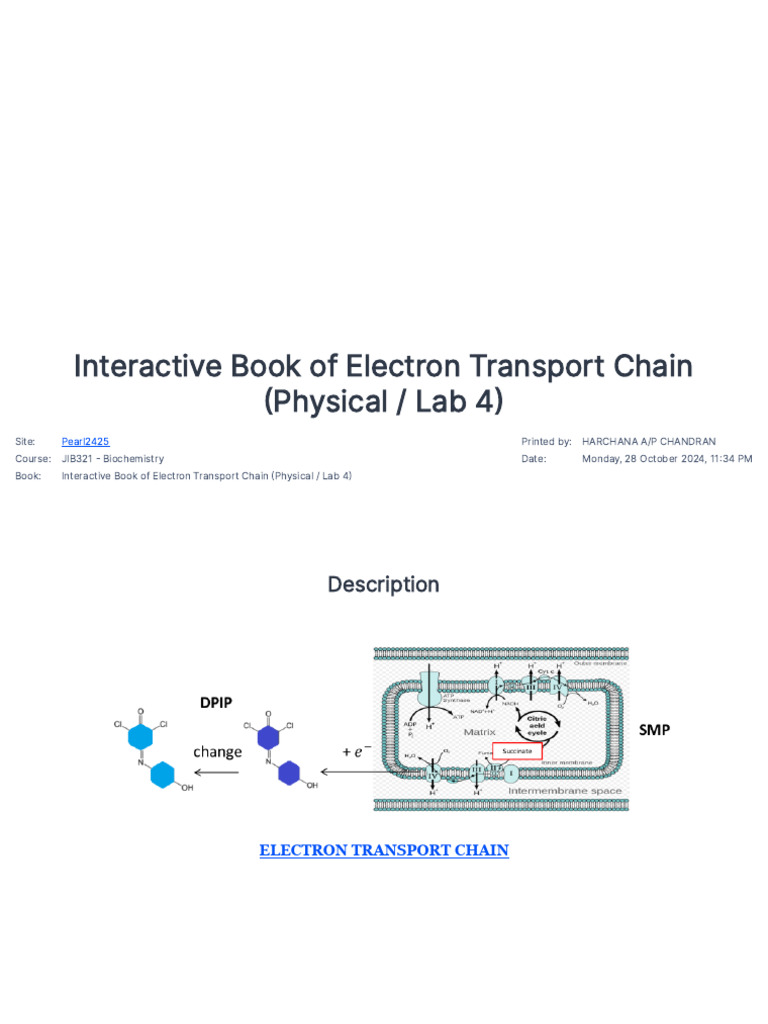 Interactive Book of Electron Transport Chain (Physical - Lab 4) | PDF ...
