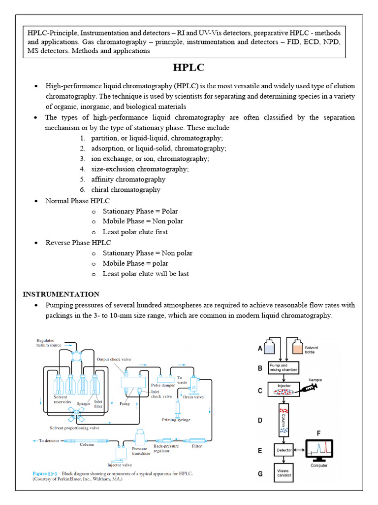 HPLC and GC | PDF | High Performance Liquid Chromatography | Chromatography