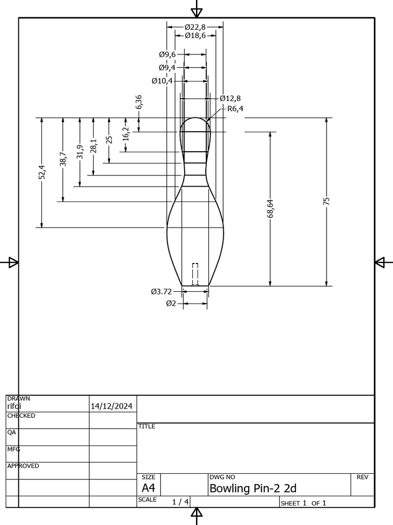 Bowling Pin 2D Technical Drawing | PDF