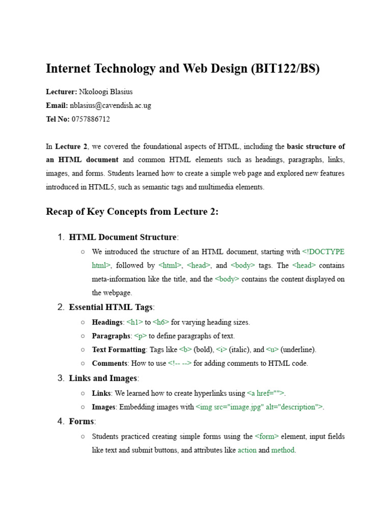 HTML Syllabus and Assignments PDF | PDF | Html Element | Html