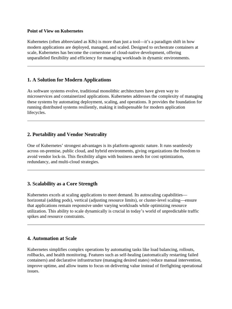 Point of View on k8s | PDF | Information Technology | Computing