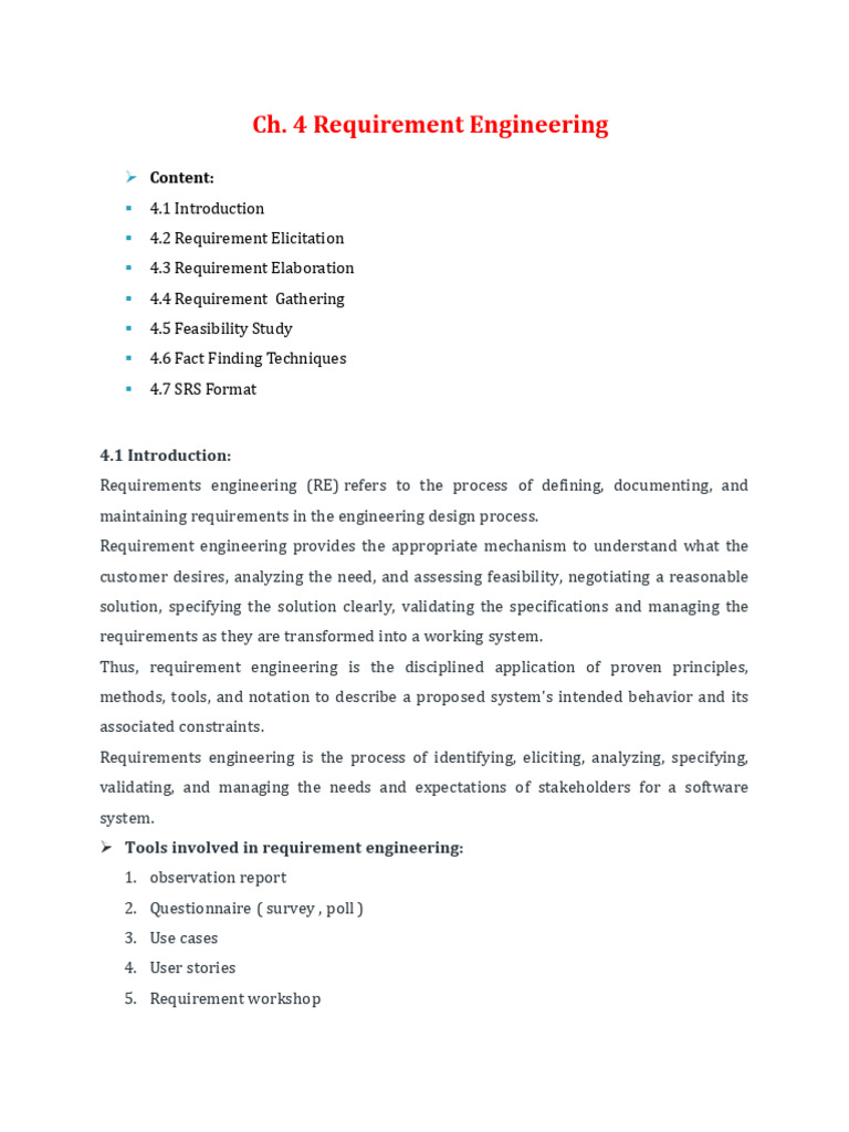CH 4 Requirement Engineering | PDF | Software Testing | Software