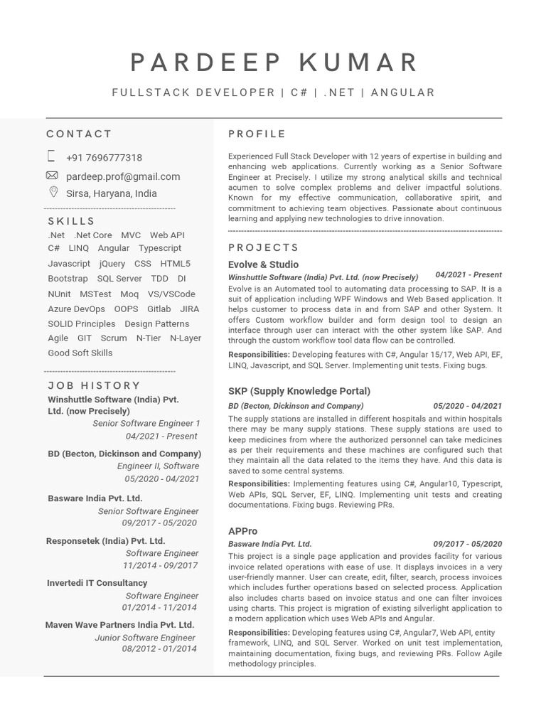 Full Stack Developer Resume Overview | PDF | Language Integrated Query ...