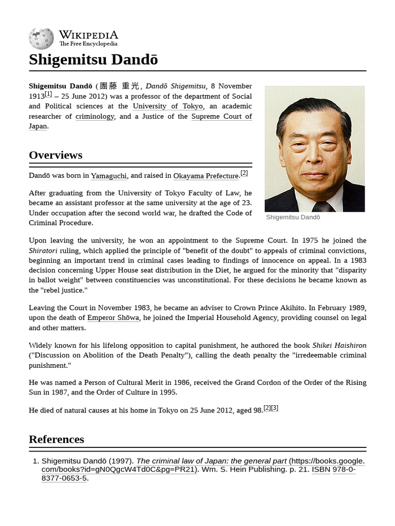 Shigemitsu_Dandō | PDF | Justice | Crime & Violence