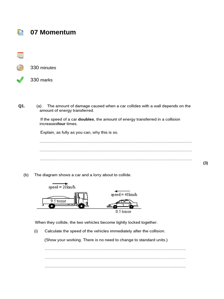 P2 07 Momentum | PDF | Momentum | Collision