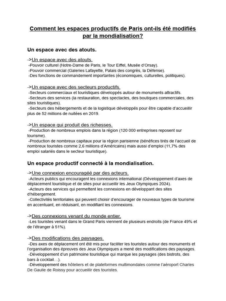 Impact de la Mondialisation sur Paris | PDF | Paris | Globalisation
