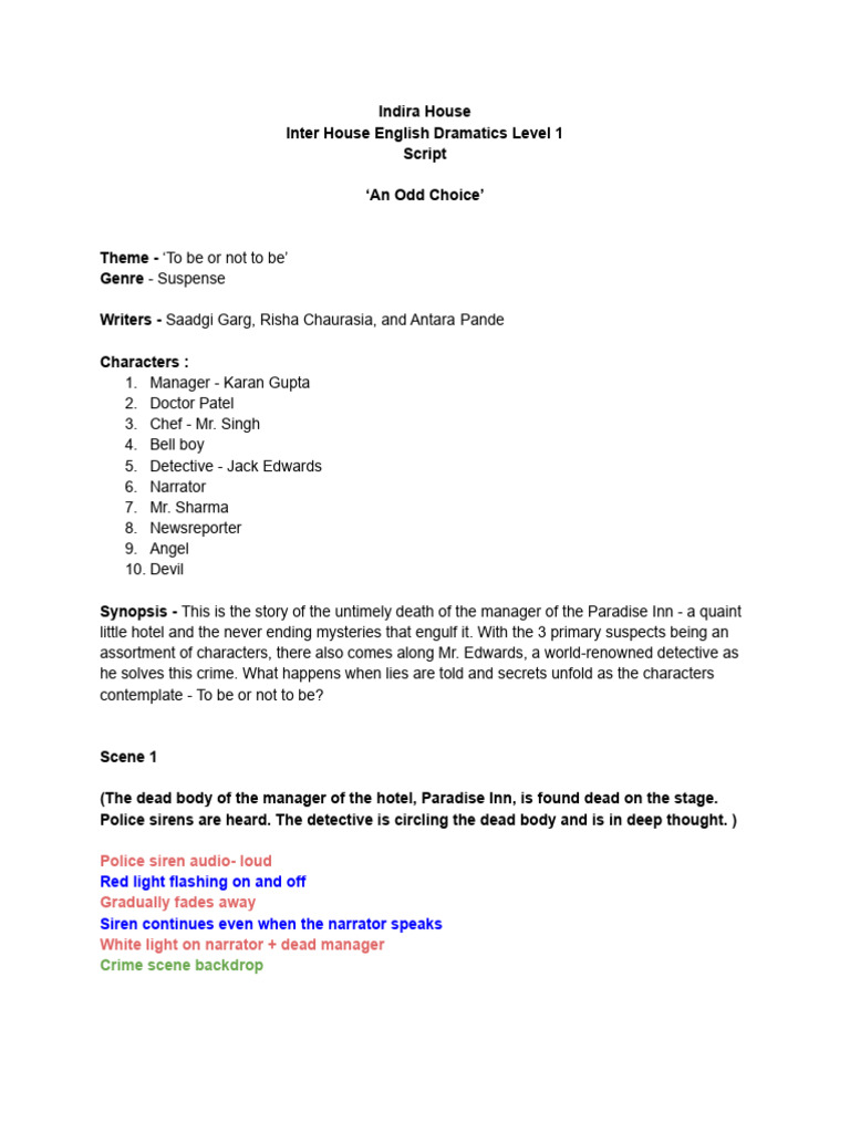 Suspenseful Murder Mystery Script | PDF