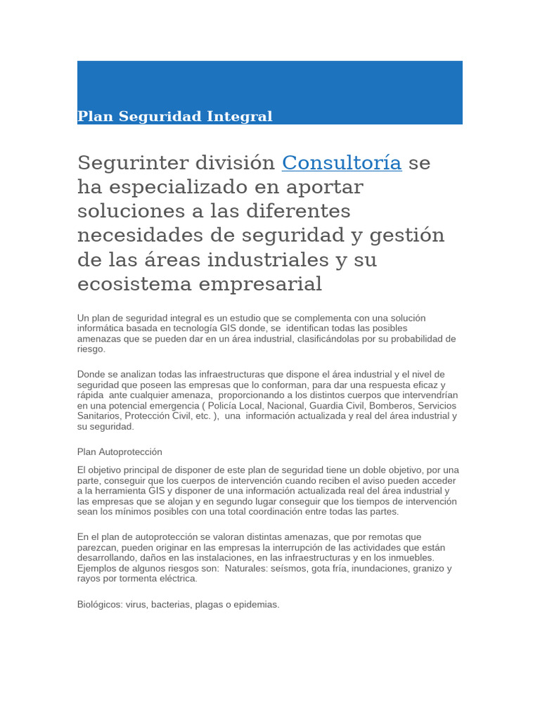 Qué Es Un Plan de Seguridad Integral 2 | PDF | Valores | Sistema de ...