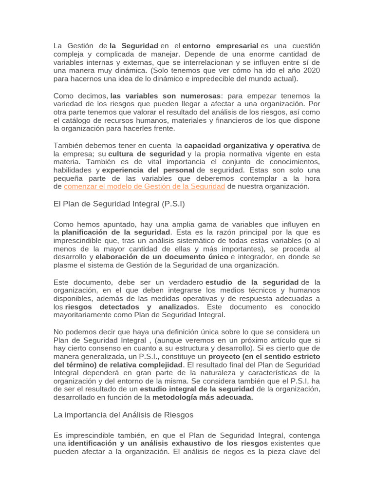 Qué Es Un Plan de Seguridad Integral 1 | PDF | Valores | Planificación
