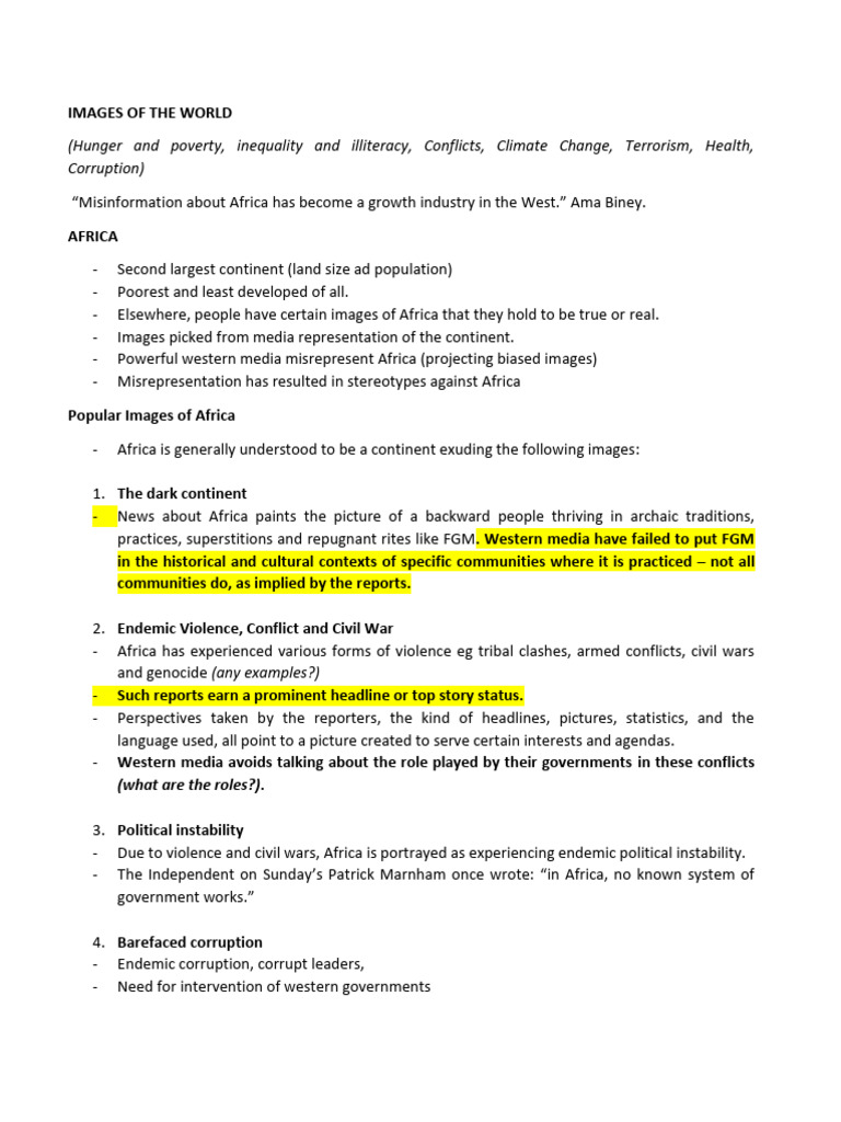 Lesson 1 Images of The World - pdf-1 | PDF | Africa | Hiv/Aids