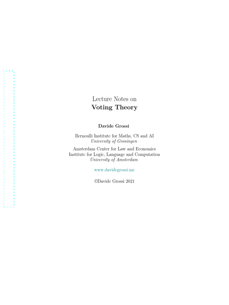Lecture Notes on Voting Theory | PDF | Theorem | Mathematics