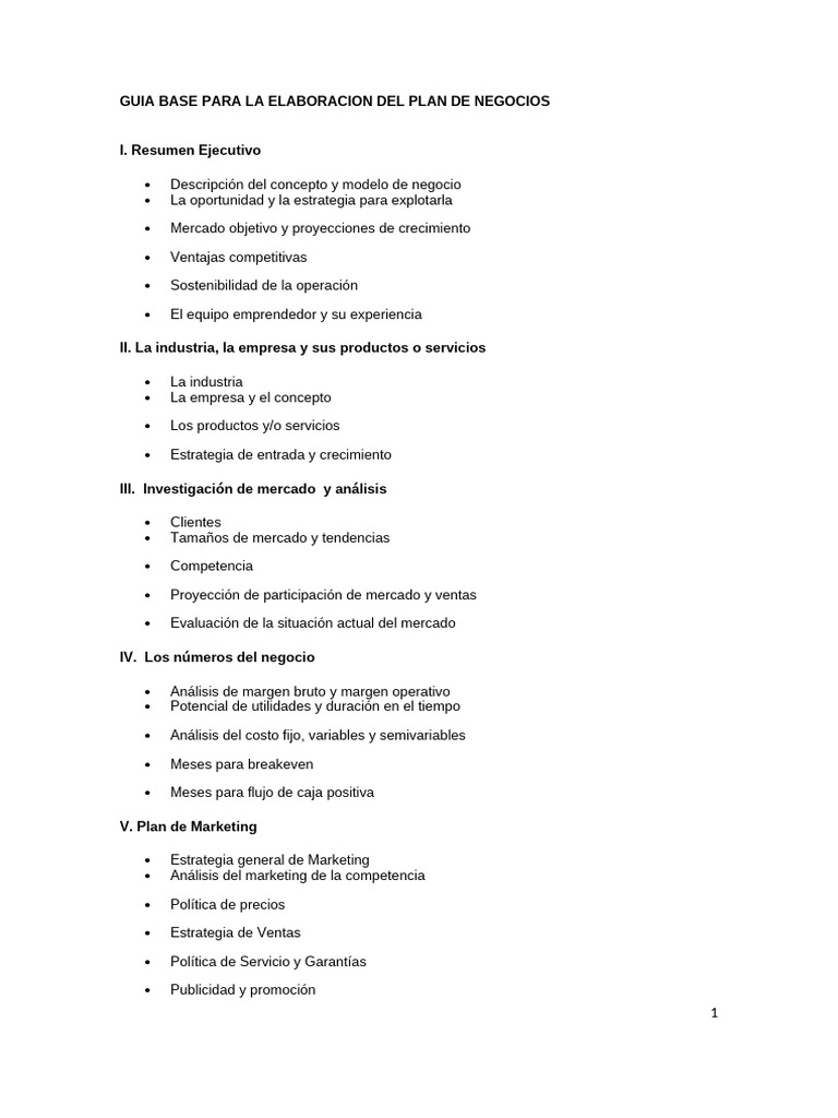 Guía para Elaborar un Plan de Negocios | PDF | Plan de negocios | Marketing