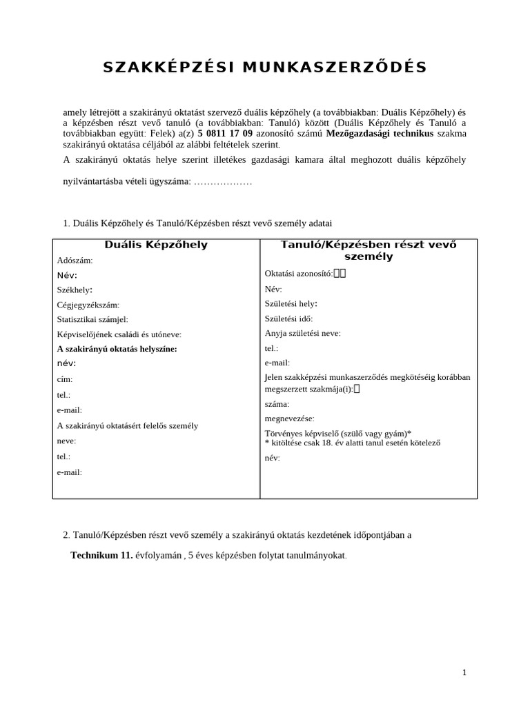 Munkaszerzodes-Mg-Technikus_2023-új 2 | PDF
