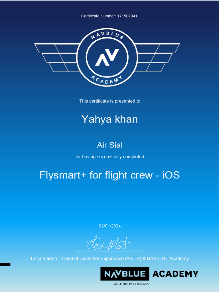 Yahya Khan's Flysmart+ Certificate | PDF