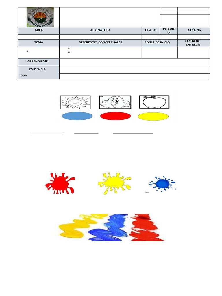 ARTISTICA P.clase 1 Periodo. 5 de Marzo | PDF | Color | Amarillo