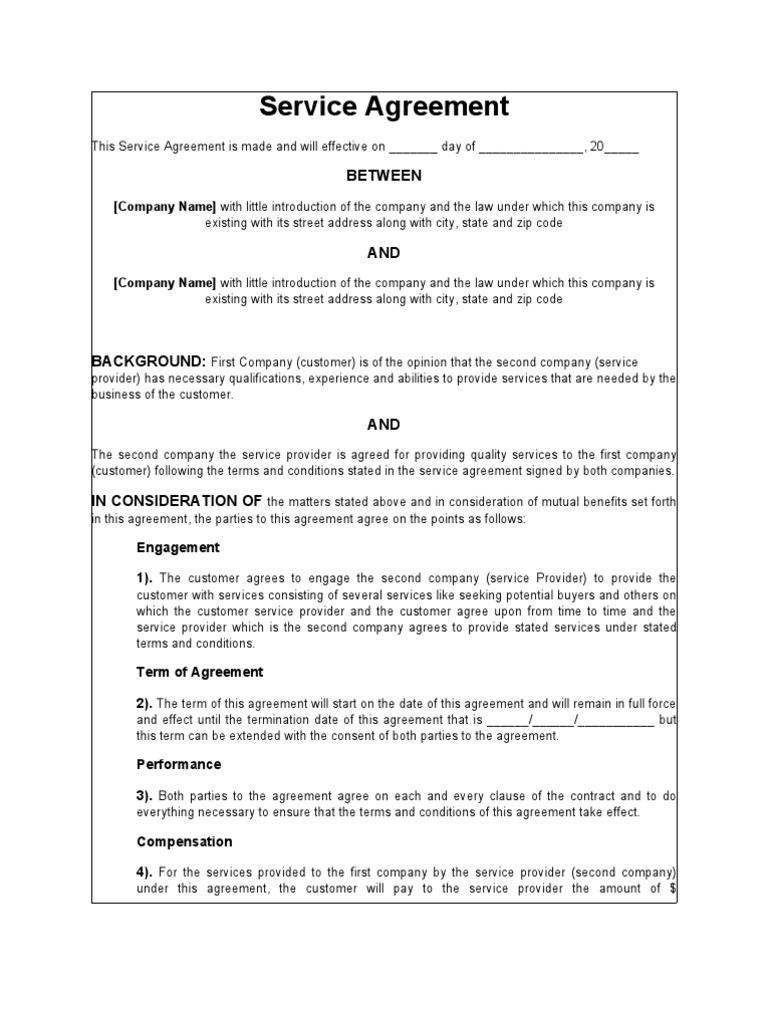 Service Agreement Template | PDF | Contractual Term | Private Law