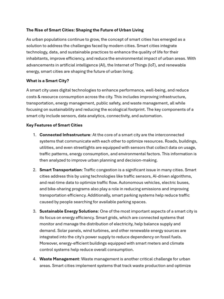 Smart Cities: The Future of Urban Living | PDF | Energy Conservation ...