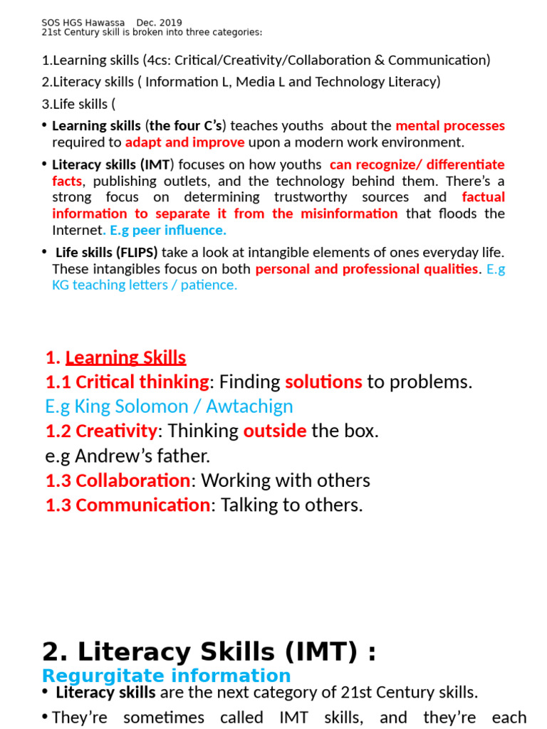 IMT Literacy Skills for 21st Century | PDF