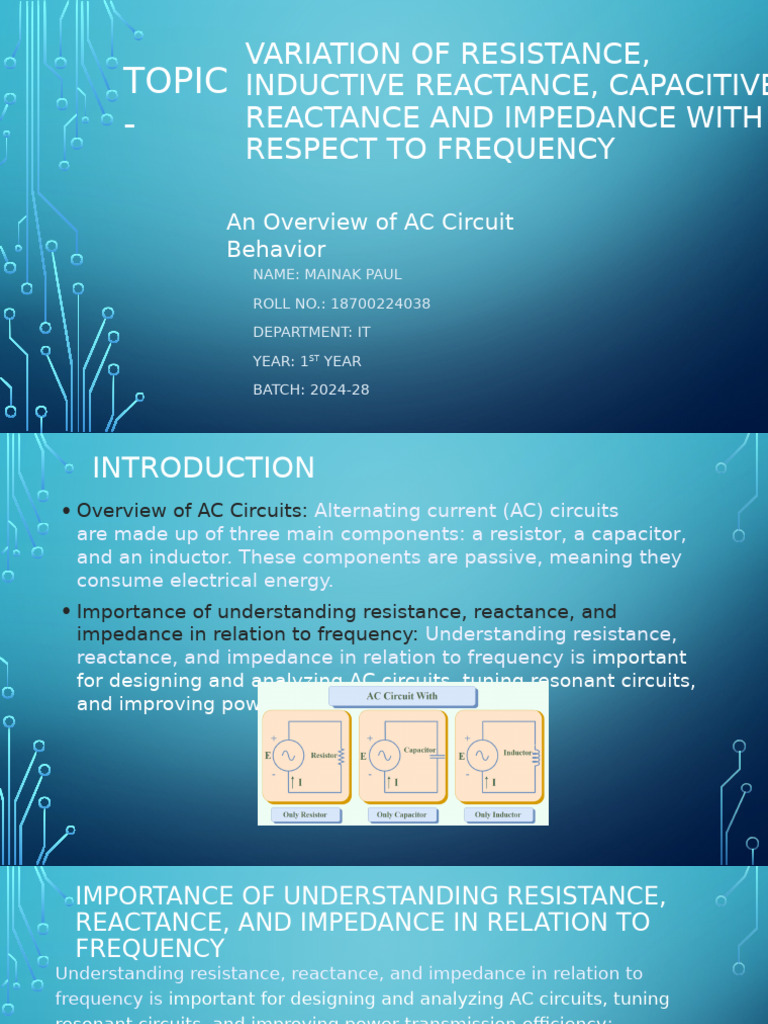 Variation of Resistance, Inductive Reactance, Capacitive | PDF ...