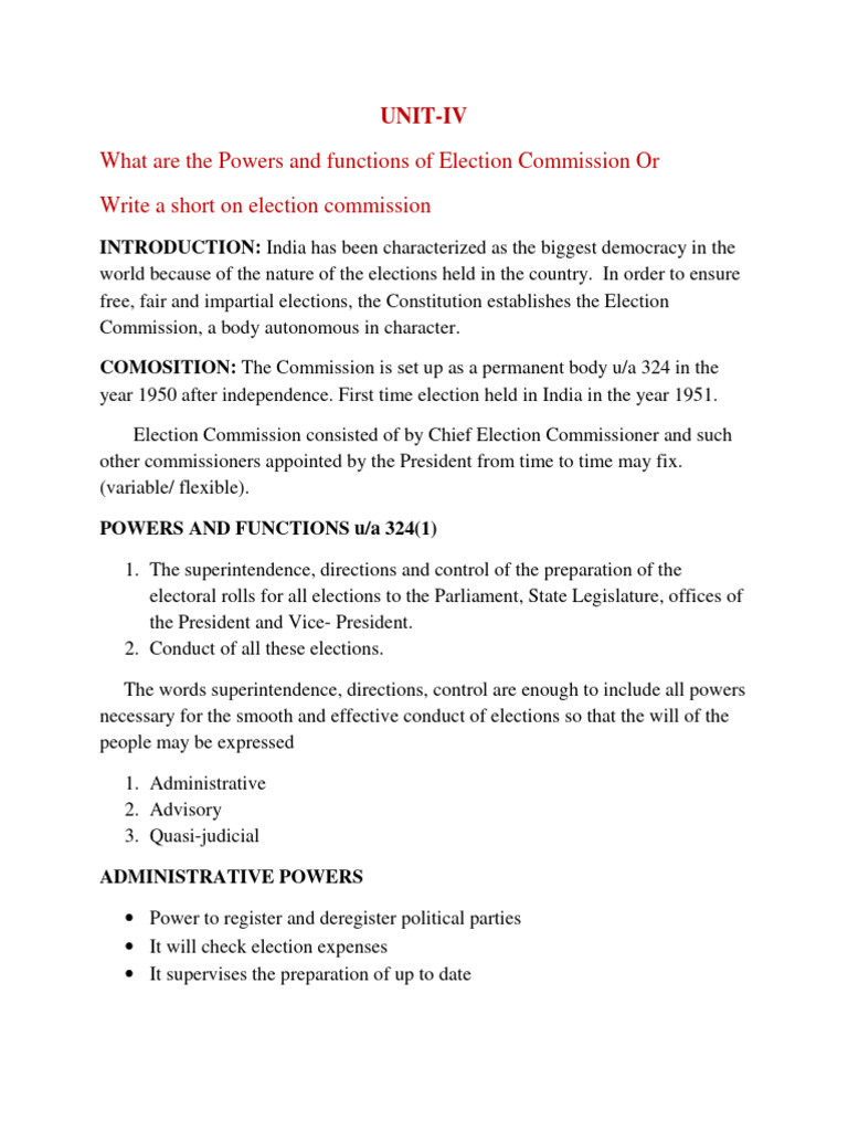 Powers and Functions of Election Commission | PDF | Tort | Common Law