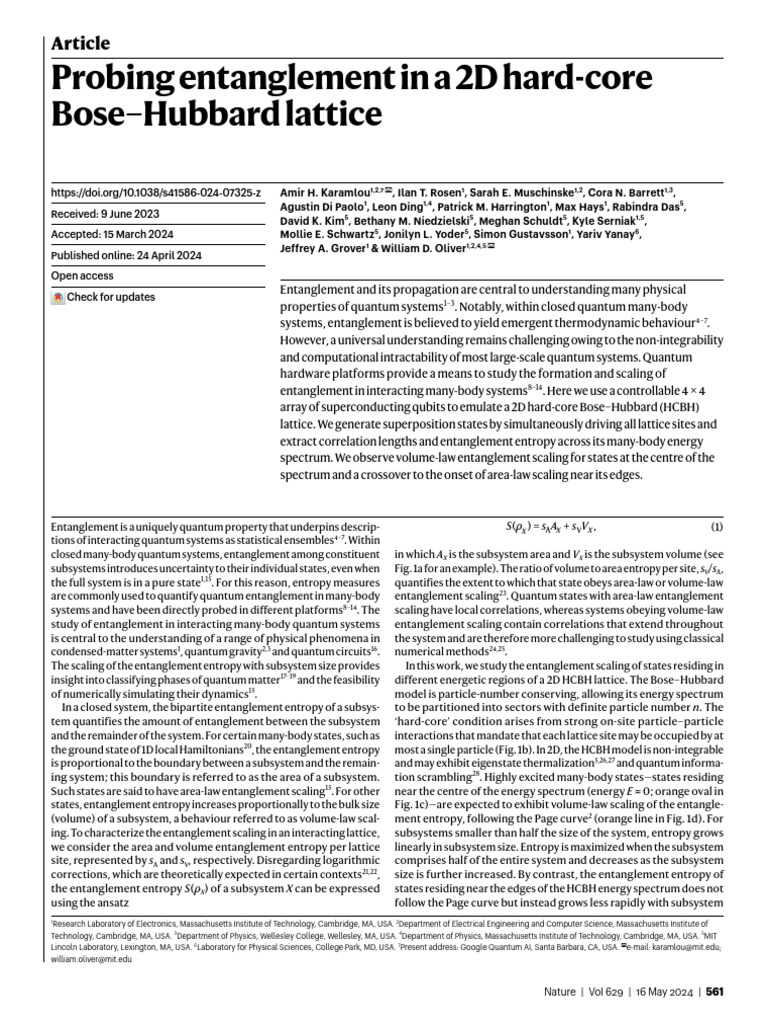 Entanglement Scaling in 2D HCBH Lattice | PDF | Quantum Entanglement ...