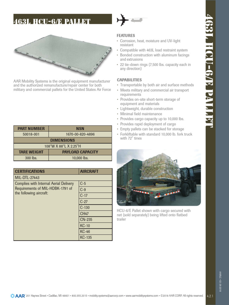 463L HCU-6/E Pallet Specifications | PDF | Pallet | Cargo