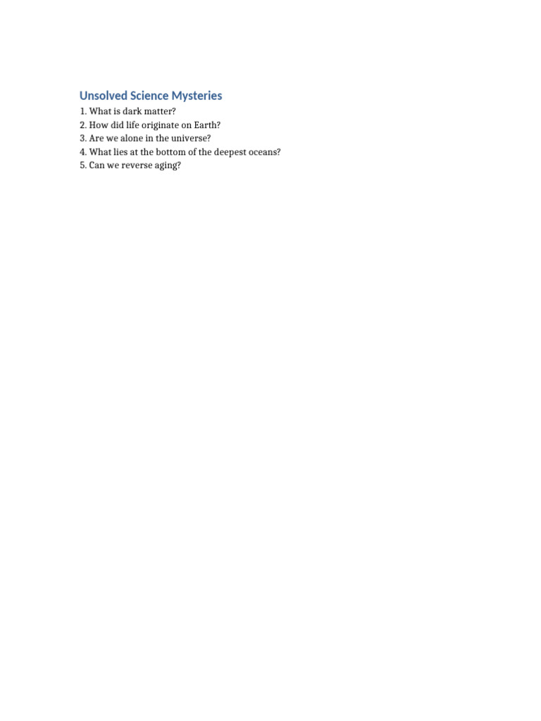 Science Mysteries | PDF