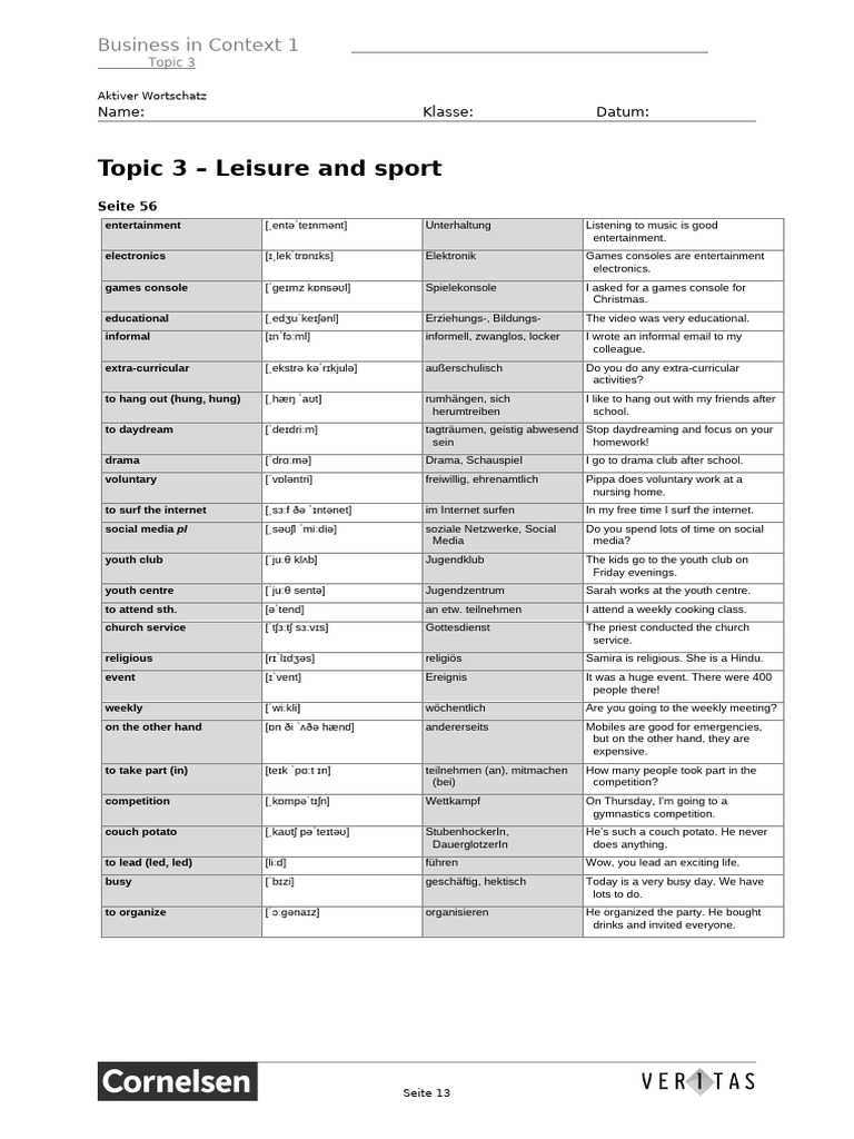 Sports and Leisure Vocabulary Guide | PDF