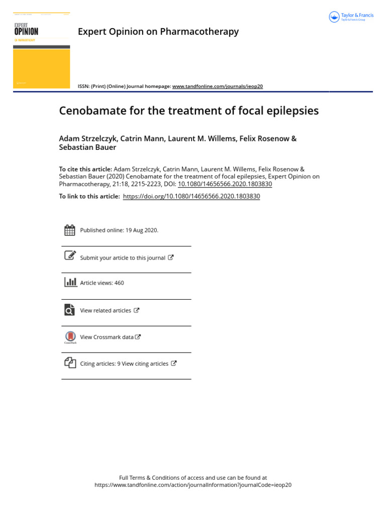 Cenobamate For The Treatment of Focal Epilepsies | PDF | Drugs ...