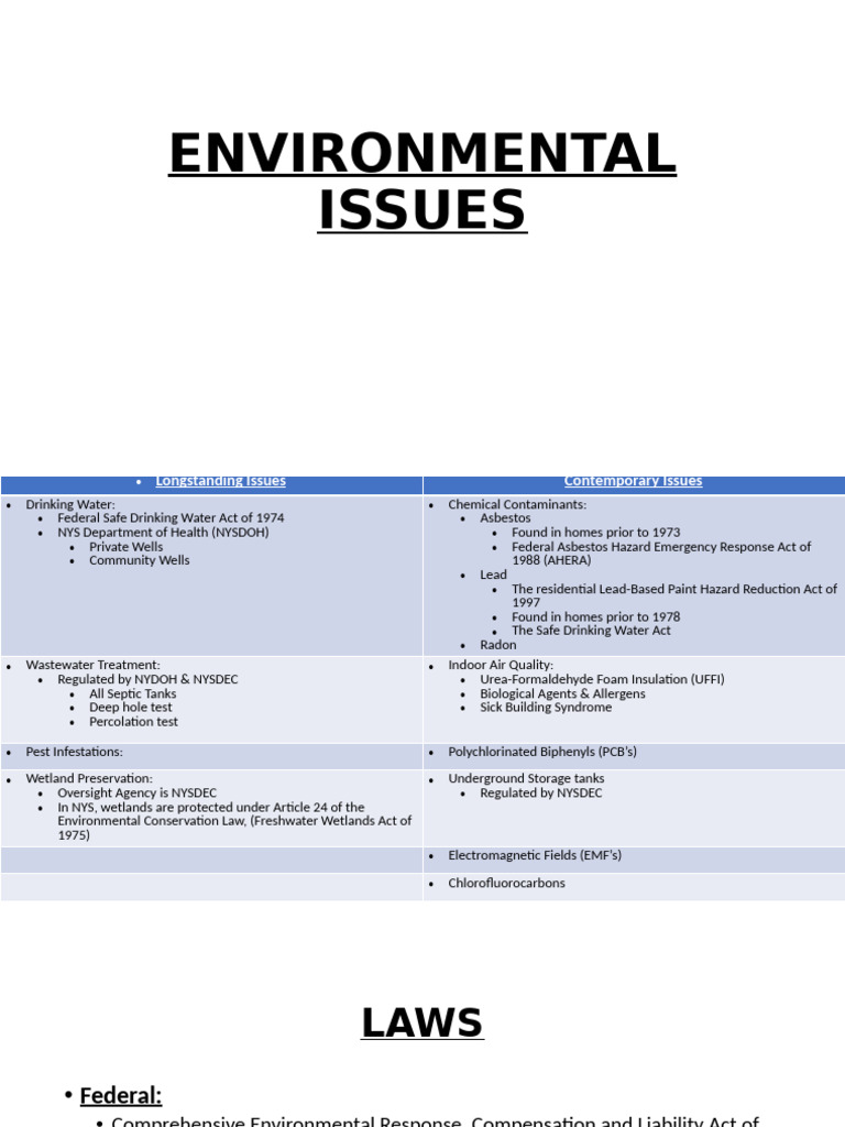 Key Environmental Issues and Regulations | PDF | Superfund | Resource ...