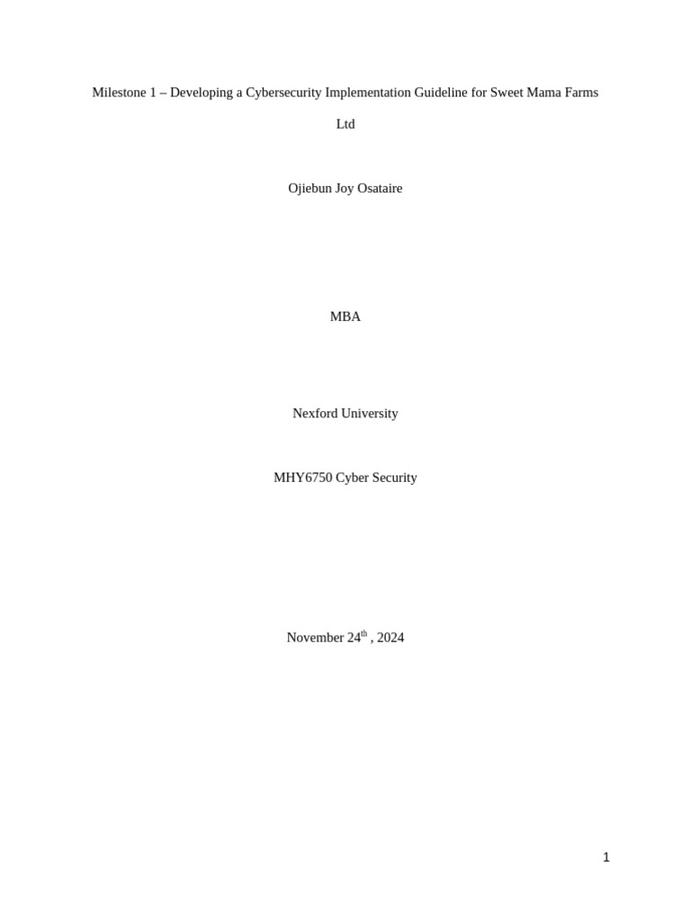 Cybersecurity Guidelines for Sweet Mama Farms | PDF | Computer Security ...