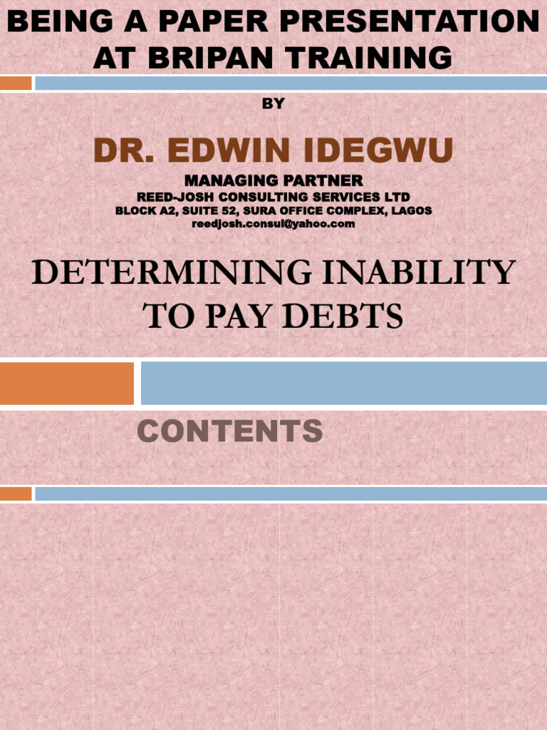 Determining Inability To Pay Debt | PDF | Foreclosure | Bankruptcy