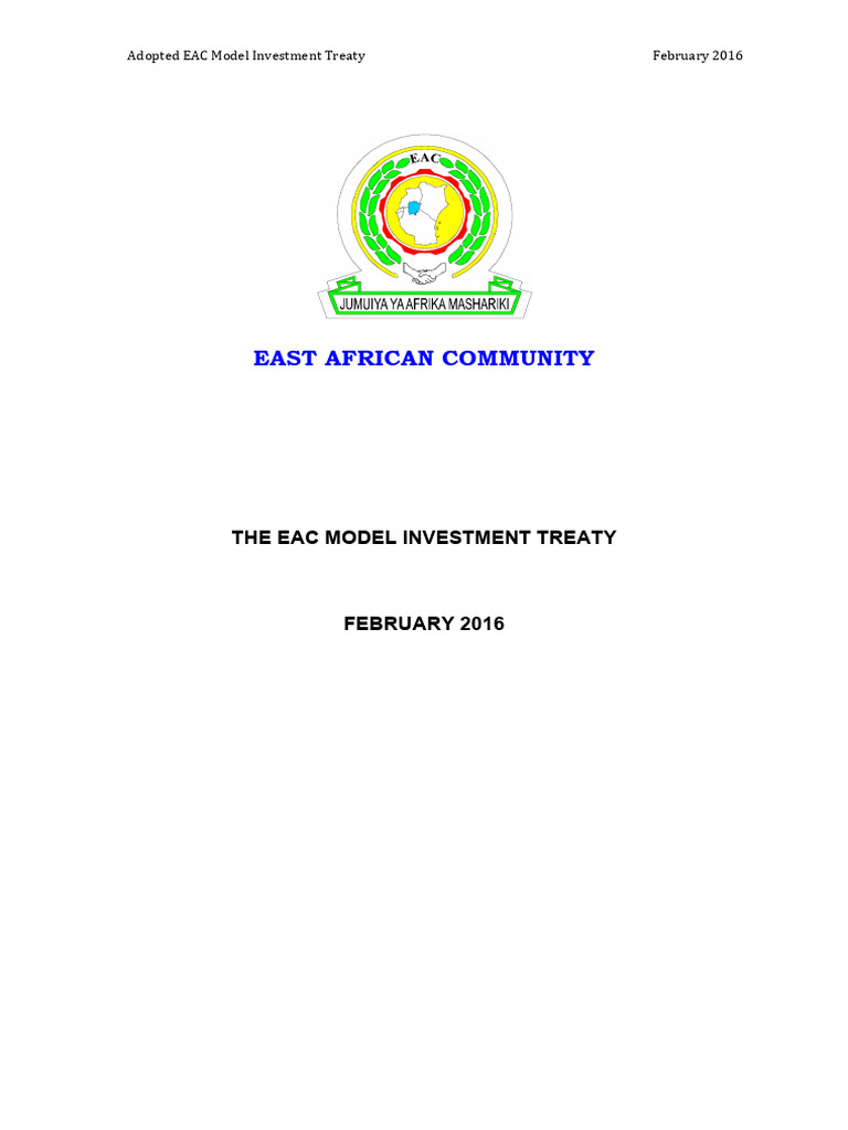 EAC Model Investment Treaty Overview | PDF | Treaty | Most Favoured Nation