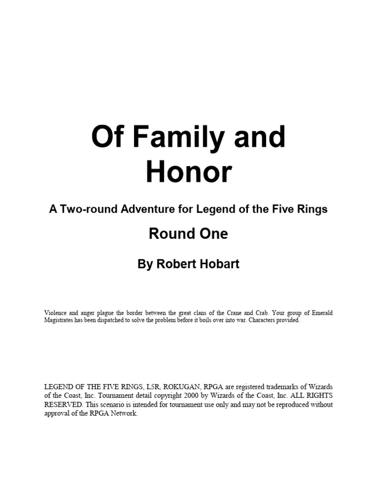 L5R - (RPGA Module) - of Family and Honor | PDF