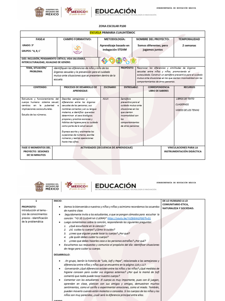 PLAN 26 AL 6 DE SEPTIEMBRE. Saberes y Pensamiento Critico. | PDF ...