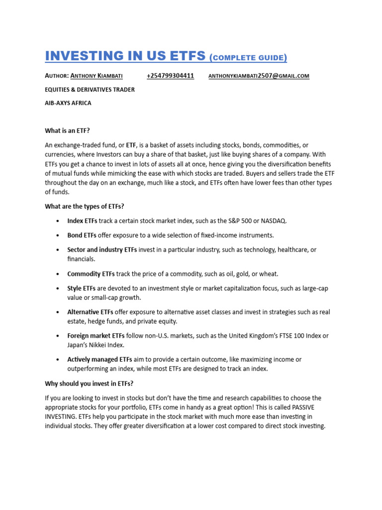 Comprehensive Guide to US ETFs | PDF | Exchange Traded Fund ...