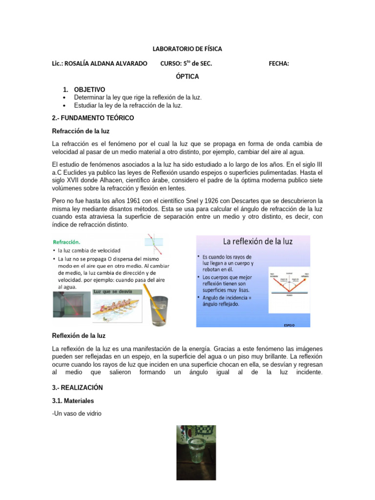 Leyes de Reflexión y Refracción de Luz | PDF | Óptica | Ligero